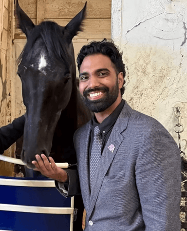 Kevin Sengara with thoroughbred